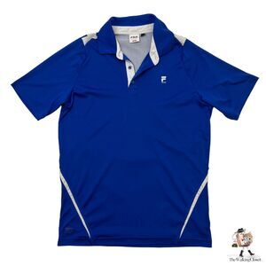 Fila Golf Shirt Men S Small Blue Short Sleeve Breathable Air Vents Moisture Wick